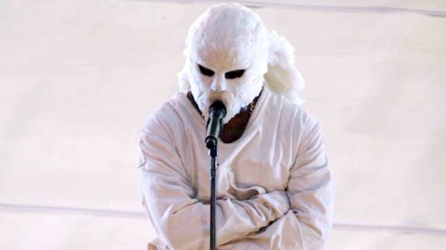Kanye West Wears Creepy White Face Mask in NYC