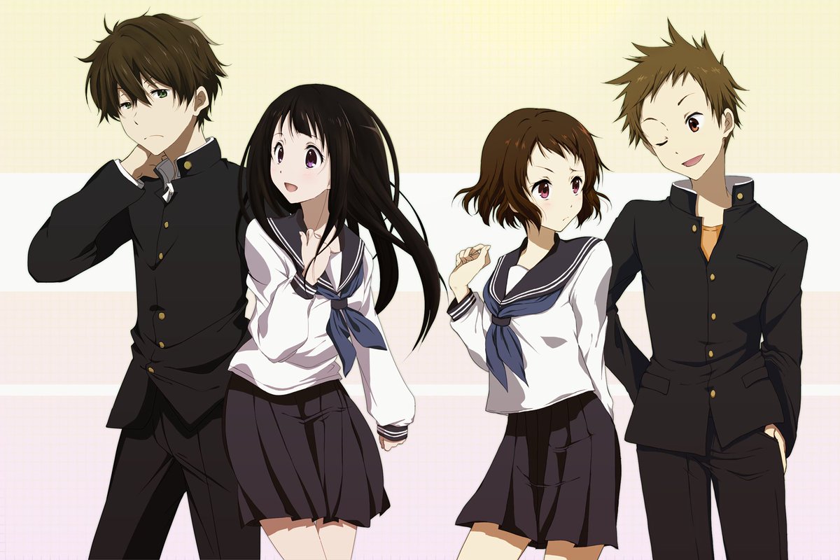 prxwbara's tweet photo. 69. hyouka เรื่องนี้เป็นอนิเมะแนวโรงเรียน ลึกลับ ไขปริศนา ภาพสวยมาก นางเอกจะเป็นคนที่ขี้สงสัยมากๆ สงสัยทุกอย่างพระเอกที่เป็นคนประหยัดพลังงานในการใช้ชีวิตต้องมาอยู่ชมรมวรรณกรรมกับนางเอก แล้วก็ช่วยกันไขปริศนาแต่ละคดี คู่รองก็น่ารัก สรุปก็สนุกแหละ ได้อยู่5555 ให้7/10 #แนะนำอนิเมะ https://t.co/ch8V4cOPRo
