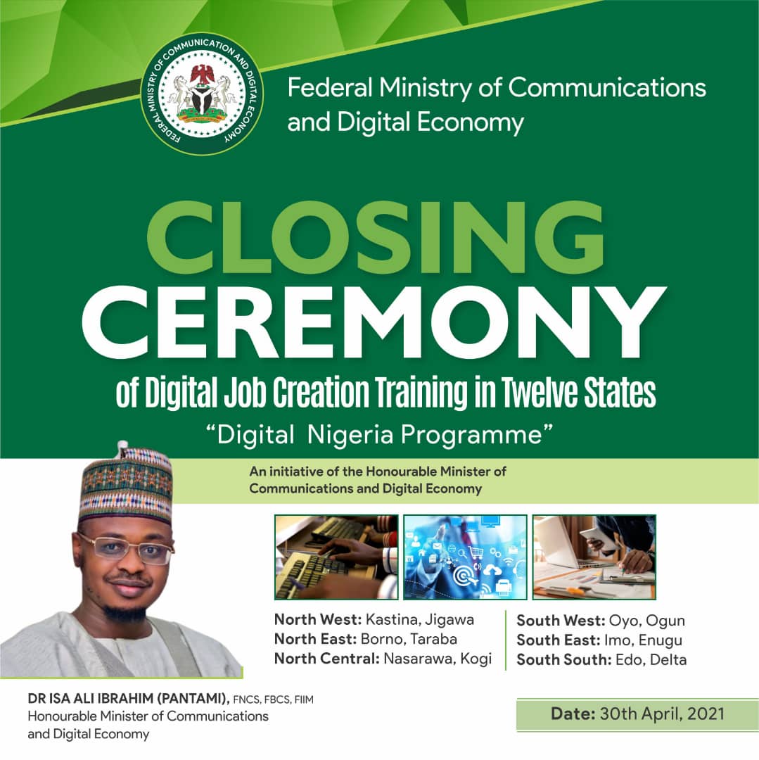 ShehuNaAllah_'s tweet photo. Closing Ceremony of #DIGITALJOBCREATION in 12 states in 6 Geopolitical zones of the Federal by the Honourable Minister of @FMoCDENigeria, @DrIsaPantami
#DigitalNigeria
#DigitalSheikh https://t.co/dGR7DUucSx