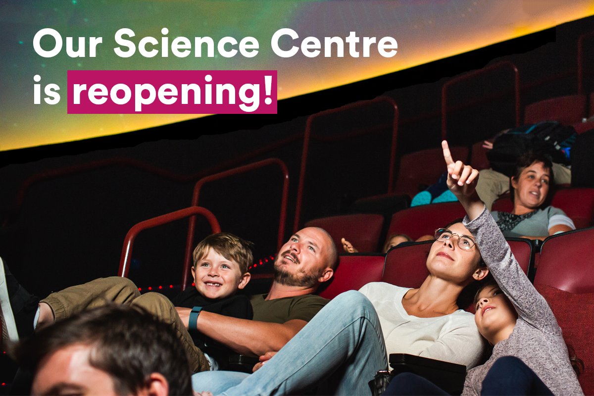 The Science Centre will reopen from 10am, Sat 1 May with following safety measures:
😷 Staff &amp; visitors (&gt;12yo) need to wear masks
📱 Visitors need to sign with the SafeWA app
📏 The 2sqm rule will be in place

Tickets: bit.ly/scitechgaticke…
More info: scitech.org.au/covid19-respon…