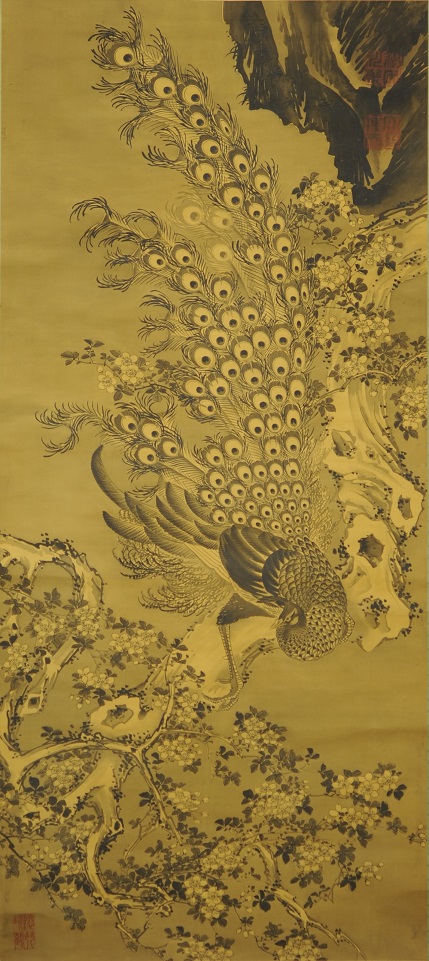 福田太華、孔雀と花の掛軸 低 価格ホビー・楽器・アート - 福田太華、孔雀と花の掛軸 C9963427