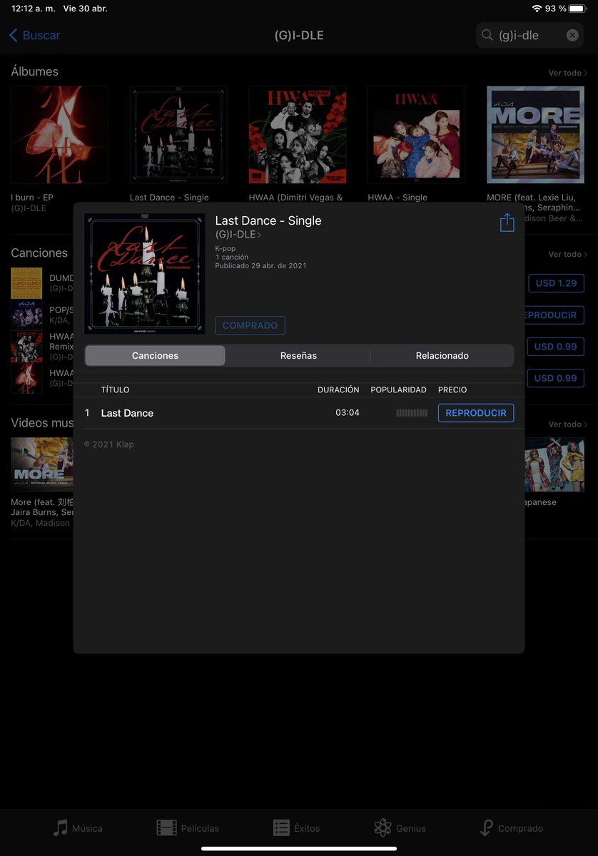 RodrigoAsbun's tweet photo. #BUYLASTDANCE I DID MY PART 😭💜 I bought it 4 times. NEVIES BUY LAST DANCE PLEASE. Also I am waiting for the chart to be updated in my country ( Bolivia ) #GIDLE #LASTDANCEOUTNOW #MIYEON @G_I_DLE https://t.co/QMkDozHW0D