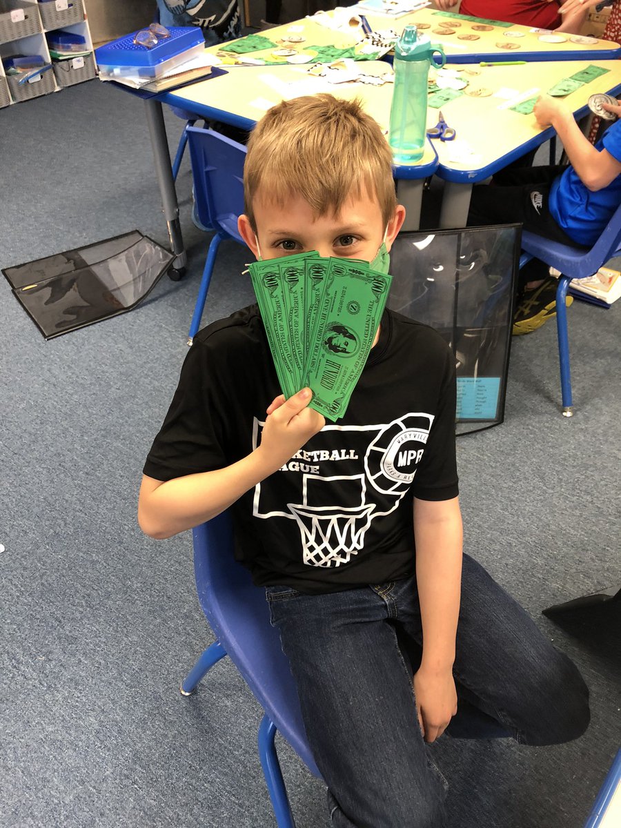 NENprincipal's tweet photo. Third grade is working on a personal finance hands-on unit. Money is flowing!! #nevertooearly #spendorsave? https://t.co/XlGYWu350i