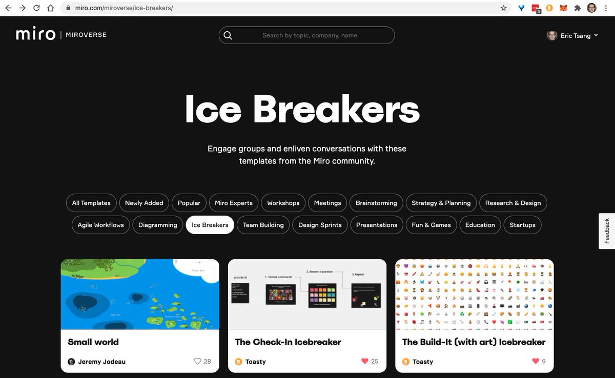 We made the front page of Miroverse!

Our ice breaker templates are available

Thanks <a href="/Miro/">Michael Rommel</a>, this one felt good. 😘