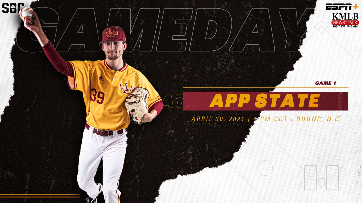 Gameday in the mountains! 

⚾️ at App State
🕓 5 p.m. EDT/4 p.m. CDT
📍 Beaver Field at Jim &amp; Bettie Smith Stadium, Boone, N.C.
📺 ESPN+: espn.com/watch/player/_…
📻 KMLB.com, TuneIn app
📊 stats.statbroadcast.com/statmonitr/?id…

#TheBestIsOnTheBayou
#ULMvsAPP