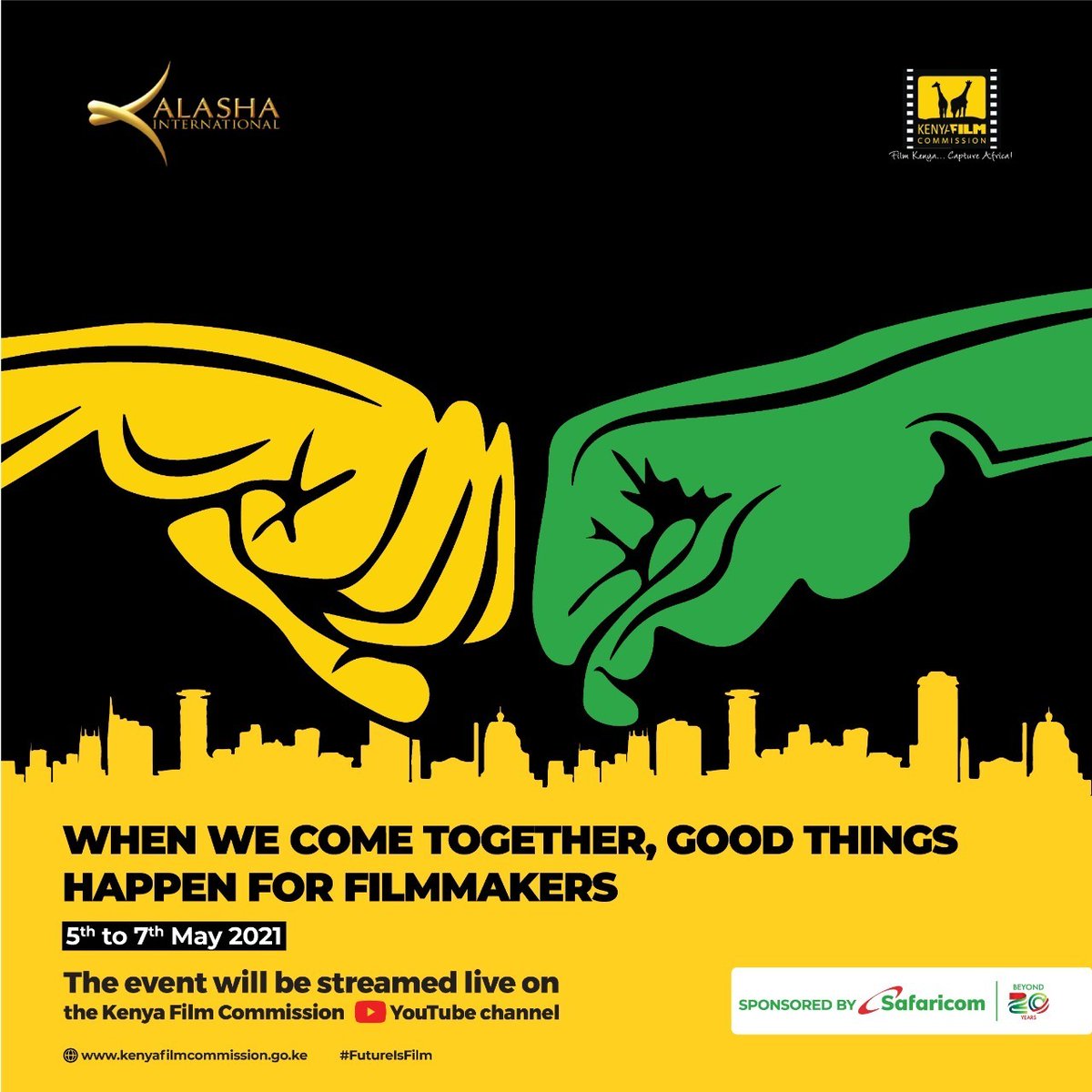 kenyafilmcomm's tweet photo. On behalf of the film and TV community, we thank @SafaricomPLC for joining hands with us to explore the future of content creation in Africa. Tuonane on our YouTube channel for the 4th edition of Kalasha Market this 5th - 7th May #KalashaMarket2021 #FutureIsFilm #TravelToKalasha https://t.co/OyaiZcO6Rb