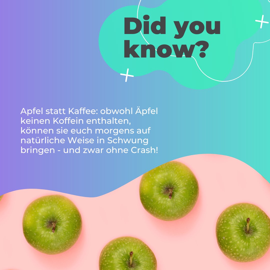 Apfel statt Kaffee: obwohl Äpfel keinen Koffein enthalten, können sie euch morgens auf natürliche Weise in Schwung bringen - und zwar ohne Crash!