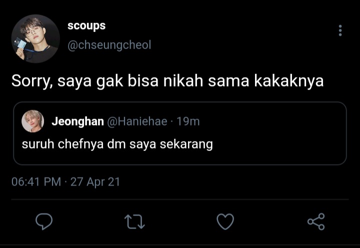 Eightnineseven1's tweet photo. JEONGCHEOL AU

—Dessert—

Gara gara dessert buatan chef ganteng di Goingresto yang bikin sumringah, Jeonghan langsung kebelet nikah. https://t.co/GOUGFX95x5