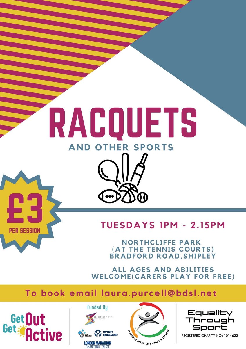 🏸🎾Come along to our brand new GOGA mixed ability racquets session🎾🏸. 
Tuesdays 1pm - 2.15pm 
Northcliffe Park Tennis Courts!  

#mixedability #sport #multisport #covidfriendly #activity #getoutgetactive