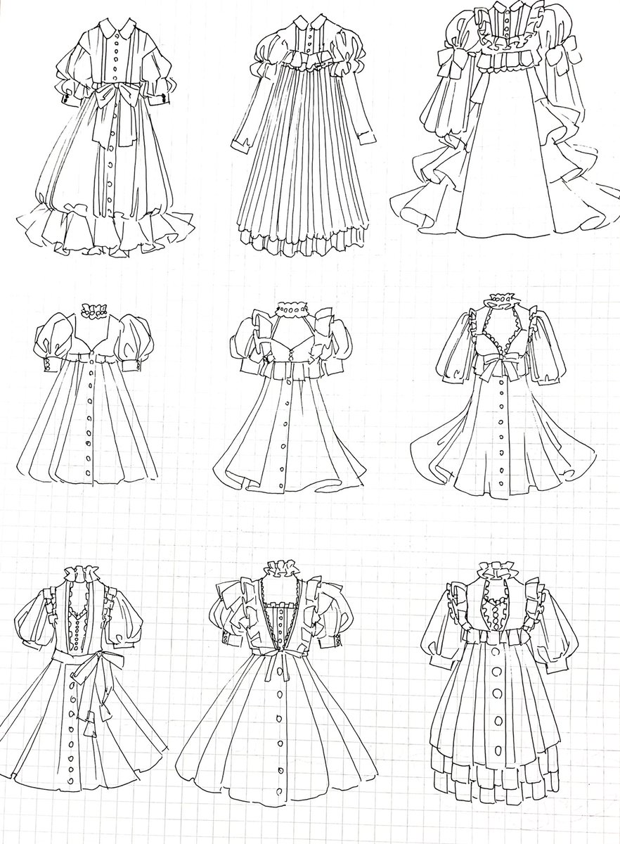 イラストの為のお洋服のネタ帳 ワンピース更に続き 切り替えの位置を変えたり 中山 初夏 お洋服とお絵描きの漫画