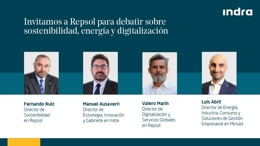 IndraCompany's tweet photo. ¿Sabes qué papel juega la tecnología en la transición energética y en los objetivos que nos hemos marcado? Para debatir sobre sostenibilidad, energía y digitalización, contamos con @Repsol como invitado en #Encuentrosconimpacto. #ODS7 #RepsolDigital https://t.co/S5FYSagaJA https://t.co/3Pda2199li