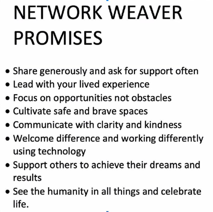 Network Weaver Promises.

Which of these will you do today?