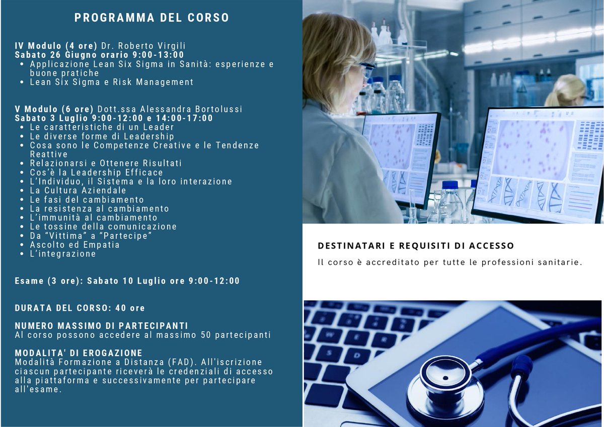 LACRISALIDEECM's tweet image. @LACRISALIDEECM
 Corso di Alta Formazione Lean Practitioner in Sanità info su lacrisalide.it 50 Crediti ECM Attestato Lean Practitioner CEPAS
#formazione #sanità #altaformazione #lean