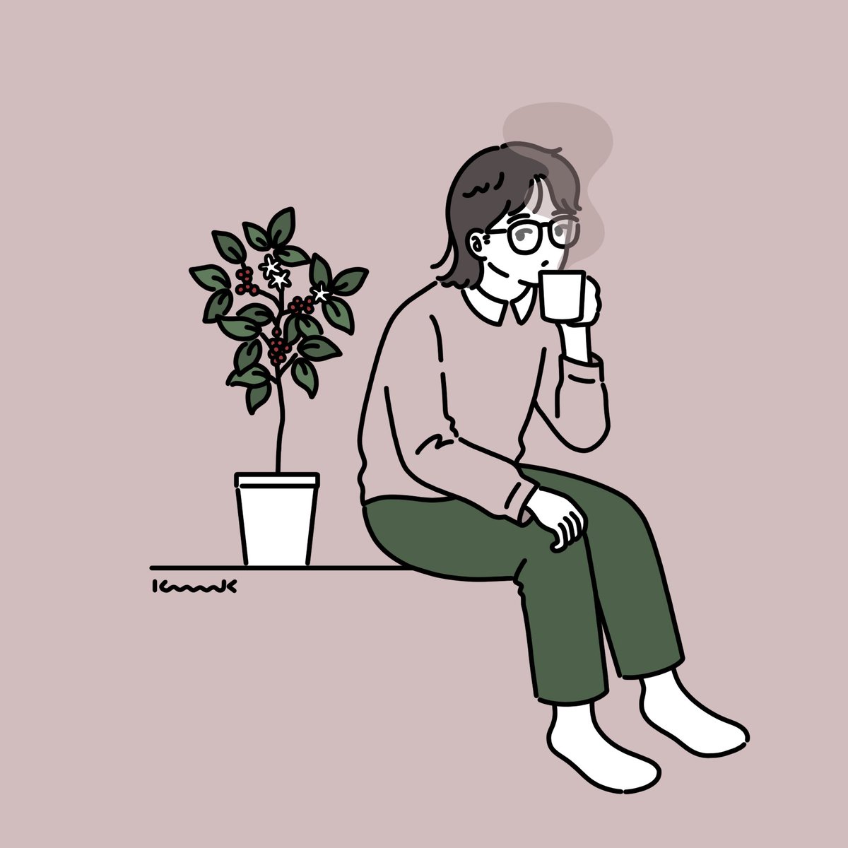 一緒に休みましょう コーヒーの木の花言葉 こんな時だからこそ息抜きを大 コマツミキのイラスト 一緒に休みましょう コーヒーの木の花言葉 こんな時だからこそ息抜きを大 コマツミキのイラスト