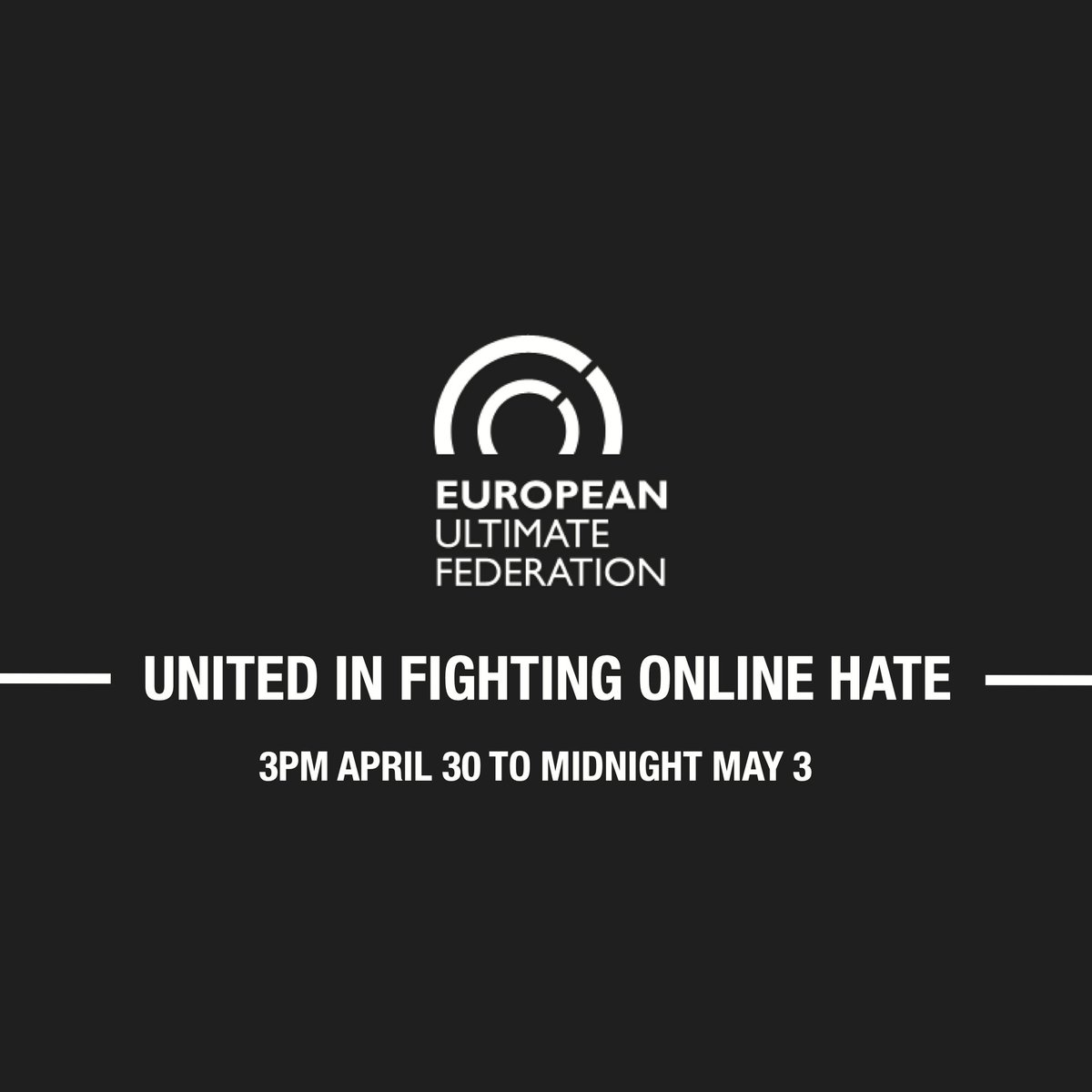 EUF_Ultimate's tweet image. The EUF will join UK Ultimate and other sporting organizations across Europe in boycotting social media from 15:00 BST on Friday 30 to 23:59 on Monday May 3. tinyurl.com/s6x3fhn6