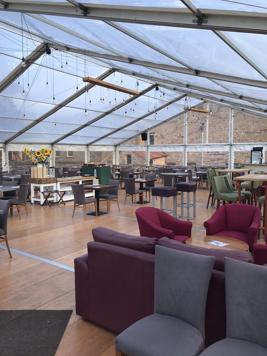 Nice early morning safety check and a bit of maintenance <a href="/castletaunton/">The Castle at Taunton</a> all ready for the bank holiday weekend #cleartent #lookingsmart #BankHolidayWeekend @AbbasMarquees1