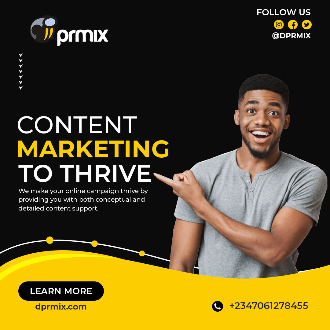 DPrmix's tweet photo. It cannot be said often enough: online campaigns thrive on good content. 

This is where we come in: We will provide you with both conceptual and detailed support.

Click here > https://t.co/kpxr59BehS to speak with an expert today

#Lagos #contentmarketing #digitalmarketing https://t.co/Z9PsZBA3Gf