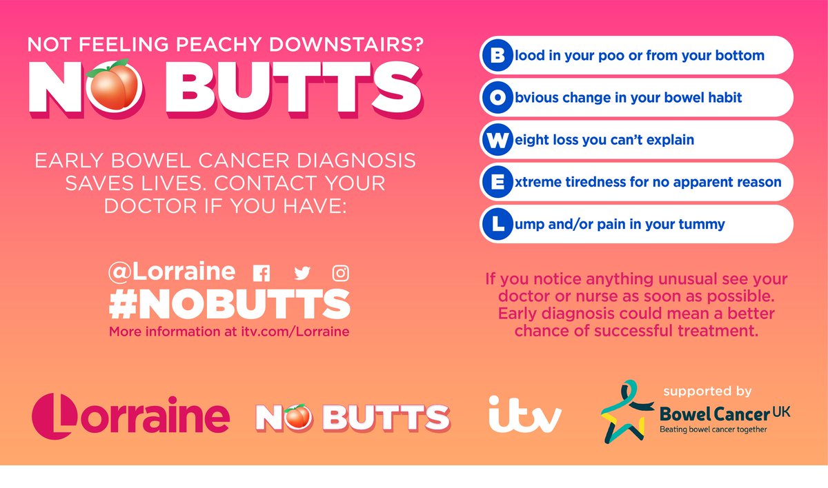 itisjade's tweet image. After hearing about the No Butts campaign on @lorraine I was inspired! If anyone would like this cross stitch as a finished piece I'll be making them for £15 with proceeds going to Bowel Cancer UK. Please do take a look at the #NOBUTTS information.