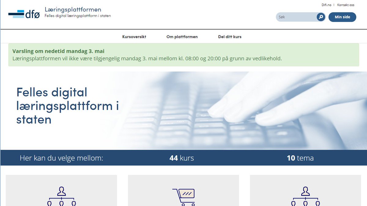 Læringsplattformen blir utilgjengelig mandag 3. mai på grunn av vedlikehold #læringsplattformen
