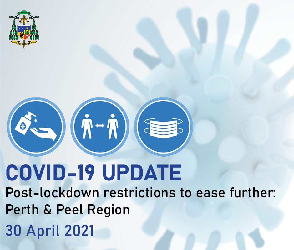 Perth Archbishop Timothy Costelloe SDB has this afternoon issued a statement in regards to the Post-lockdown easing of restrictions for the Perth and Peel region. 

bit.ly/3eGkbiQ