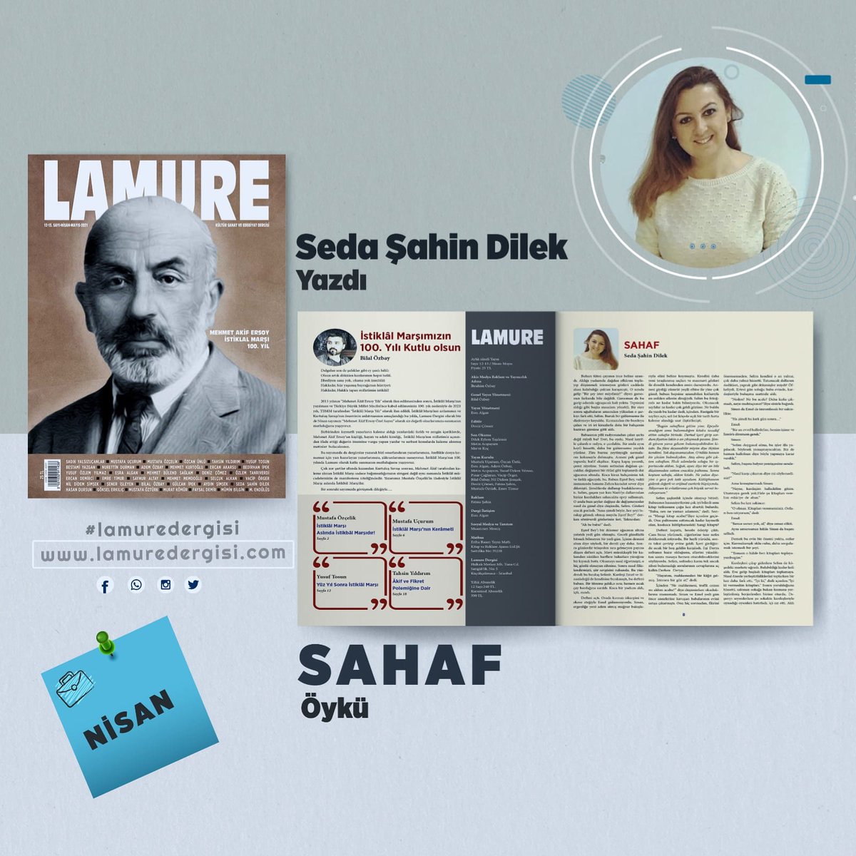 Yazarımız Seda Şahin Dilek "Sahaf"  adlı öyküsüyle dergimizin yeni sayisinda sizlerle...
.
.
.
#lamuredergi #kültür #sanat #edebiyat #dergi #yazar #kitap #kitaptavsiyesi
