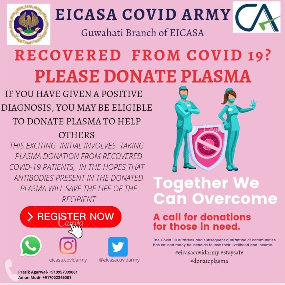 eicasacovidarmy's tweet image. Don&apos;t just let go a good cause that will not just benefit an individual but the whole society and humanity.
Come forward and donate plasma.🙏
#COVID19India #CoronavirusPandemic #IndiaFightsCorona #Covid19IndiaHelp #CovidResources