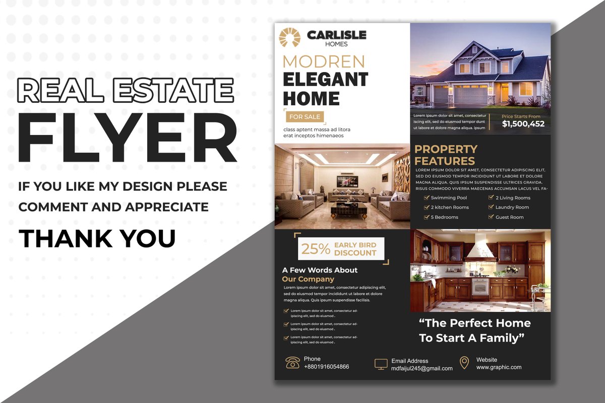 I #Design a flyer for a real estate #company. 
If your need this type of #flyer?
Contact Me: bit.ly/2PBcKRv 
#business #corporatebusiness #uniqueflyer #realestate #realestateagent #USA #BestMusicVideo #isola
#TikTok #ITZY #MeToo #modernflyer