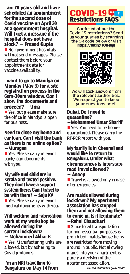 TOIBengaluru's tweet photo. Confused about the Covid-19 restrictions?
Read the answers to top queries everyday in The Times of India newspaper, answered directly by the concerned authorities.
To send us your questions, visit - https://t.co/Q7zx8e8zt1
#COVID19 #COVIDFAQ #covidfaqs https://t.co/QECcr6xhwb