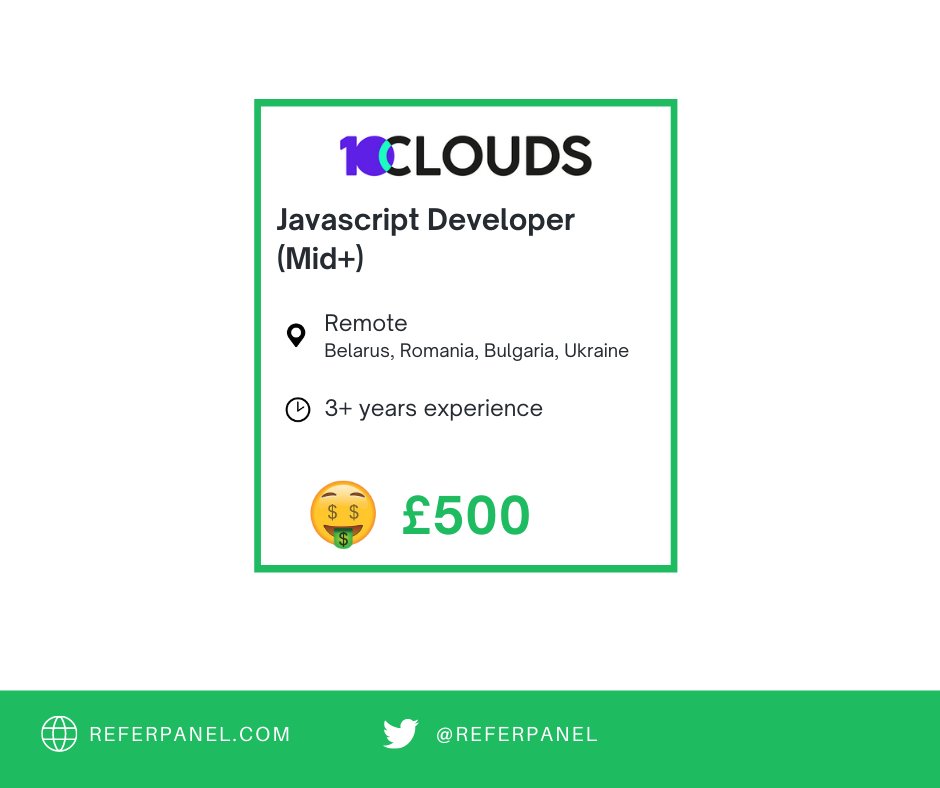 10Clouds 💚's referrals! Know the right developer that prefers a remote job? 🌏

👉 ReferPanel.com

#jobs #referrals #referral #jobs #hiring #hustle #sidehustle #refer #employeereferral #recruiters #recruiting #HR #jobalert #remote #workfromanywhere #remotework