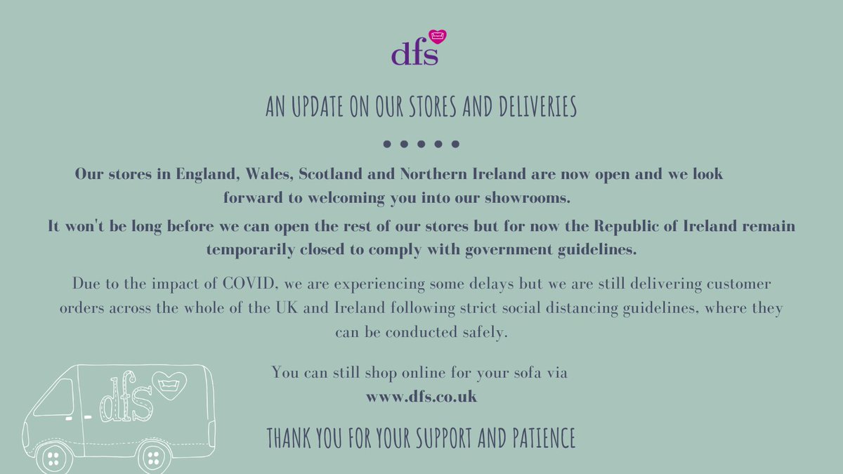 DFSCare's tweet image. An important update on our stores and deliveries👇
​For more information click here: l8r.it/xFyP