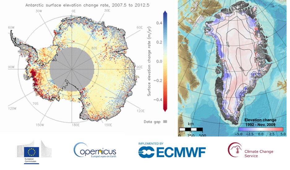 💻Interested in ice melt and #ClimateChange? Today we released a new dataset that offers a complete archive of time series of mass change for each Antarctic and Greenland ice sheet and each drainage basin from 2002 - 2017.

Access it in the #CDS➡️ bit.ly/3vg1466