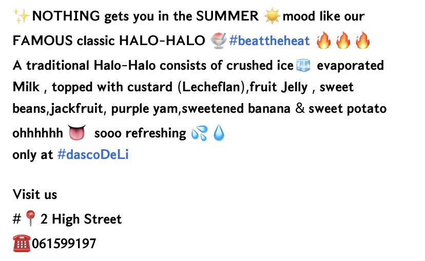 Halo-Halo It’s Friday and the start of a long weekend - time for a treat. 

Halo-Halo is a traditional Philippines cold dessert packed full of flavour and goodness. 

Open from 10am today, Carlos &amp; Gwen are looking forward to welcoming you
#dascodeli #limerick