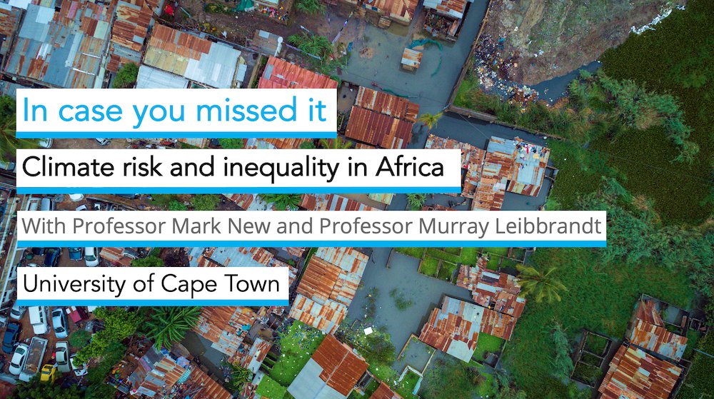 In case you missed it: Prof @MarkNewACDI and Prof @MurrayLeibbrand presented on 'Climate risk and inequality in Africa' yesterday. If you weren't able to attend the live session, we have uploaded the recording to our YouTube channel. 📺Watch it here: ytube.io/3HKo