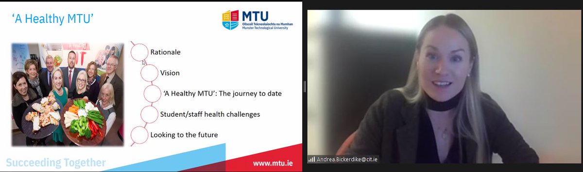 EllenOCoCo's tweet photo. The very wonderful @A_Bickerdike_ presenting her vision & work for a healthy @MTU_ie & the journey to date #EDIawareMTU @EDIMTU @CIT_TLU @OSullivanLinda https://t.co/CcNeiXUL1O