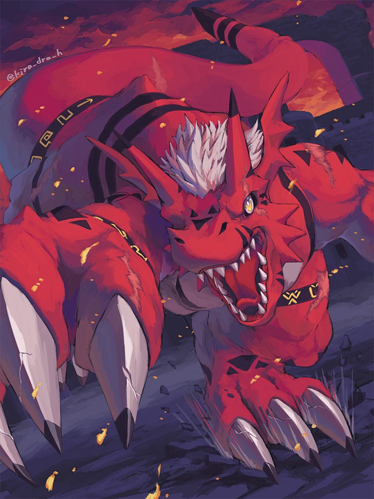 no humans digimon (creature) claws open mouth horns teeth sharp teeth  illustration images