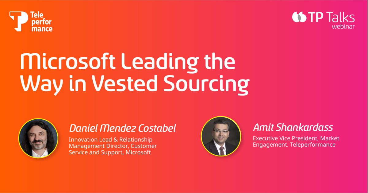 wearetpgroup's tweet image. In this #TPTalks session, learn some insights on creating a partnership that personifies vested sourcing. Watch it on demand: teleperformance.com/en-us/events/t…