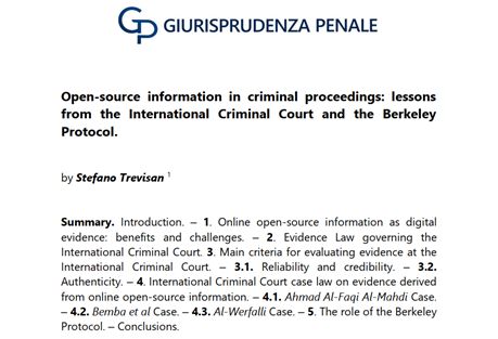 trevisanste's tweet photo. New publication out today!
Here you can find interesting information on how to use social media content in legal proceedings. #OSINT #ICC #humanrights --> Link: https://t.co/wkseVnelHz https://t.co/f7ffWJeVP6