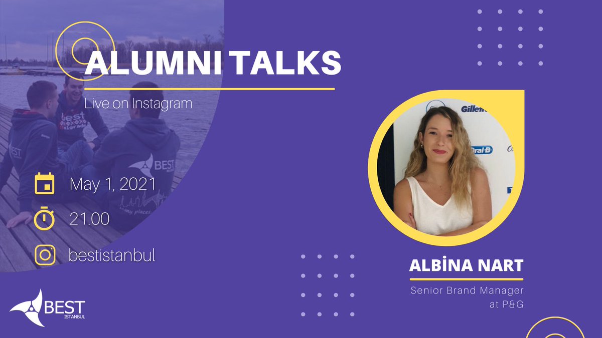 This Saturday, Alumni Talks is back with you! How would you like to get to know our next guest, our dear alumni Albina Nart? 👀 Do not miss this week's broadcast to listen to Albina Nart's experiences in her business life and share her fun memories in BEST! 🤸🏽