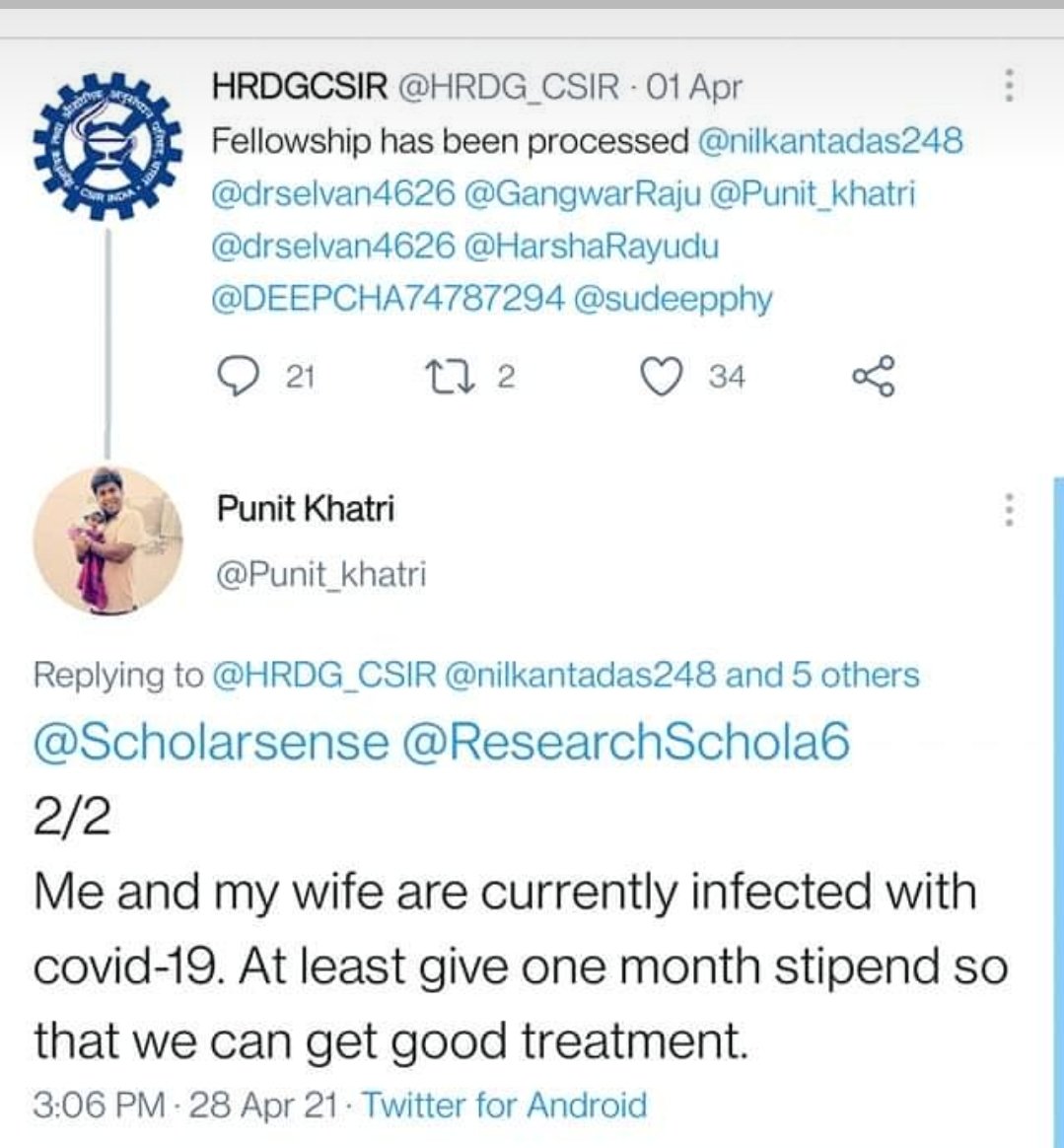 All India Research Scholars Association (@airsaindia) on Twitter photo Most of time Research Scholars struggle alot for fellowship
<a href="/HRDG_CSIR/">HRDGCSIR</a> <a href="/ICMRDELHI/">ICMR</a> <a href="/BIRAC_2012/">DBT-BIRAC</a> <a href="/IndiaDST/">DSTIndia</a> <a href="/kvijayraghavan/">K. VijayRaghavan</a> <a href="/moayush/">Ministry of Ayush</a> <a href="/PrinSciAdvGoI/">Principal Scientific Adviser, Govt. of India</a> <a href="/Ashutos61/">Ashutosh Sharma</a> <a href="/ProfBhargava/">Prof.Dr.Er. DEVENDRA SWAROOP BHARGAVA</a> <a href="/RenuSwarup/">Dr. Renu Swarup</a> <a href="/shekhar_mande/">Shekhar Mande</a> <a href="/ugc_india/">UGC INDIA</a>
There is no proper syst for regular fellowship disbursement in India yet Most of time Research Scholars struggle alot for fellowship
<a href="/HRDG_CSIR/">HRDGCSIR</a> <a href="/ICMRDELHI/">ICMR</a> <a href="/BIRAC_2012/">DBT-BIRAC</a> <a href="/IndiaDST/">DSTIndia</a> <a href="/kvijayraghavan/">K. VijayRaghavan</a> <a href="/moayush/">Ministry of Ayush</a> <a href="/PrinSciAdvGoI/">Principal Scientific Adviser, Govt. of India</a> <a href="/Ashutos61/">Ashutosh Sharma</a> <a href="/ProfBhargava/">Prof.Dr.Er. DEVENDRA SWAROOP BHARGAVA</a> <a href="/RenuSwarup/">Dr. Renu Swarup</a> <a href="/shekhar_mande/">Shekhar Mande</a> <a href="/ugc_india/">UGC INDIA</a>
There is no proper syst for regular fellowship disbursement in India yet
