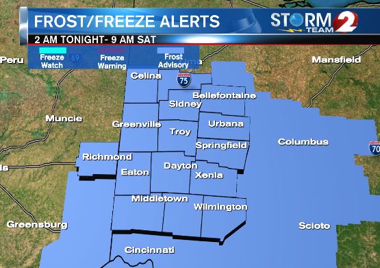 JamieJarosik's tweet image. High pressure builds in tonight, clearing the sky &amp;amp; relaxing the wind. This will allow temps to drop into the 30s &amp;amp; frost will form. Bring 'em in... or cover 'em up!! #protectplants #daywx #Dayton