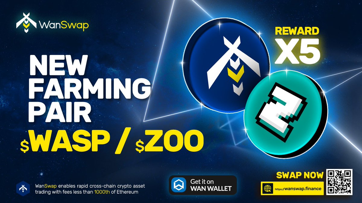 Can you hear the buzzz in the distance? A swarm of $WASP is on its way to the $ZOO !🐝

The new farming pair $WASP - $ZOO will go live May 1st, at 6 AM UTC with 🔥x5🔥 rewards!

wanswap.finance

 #WeSwarmTogether