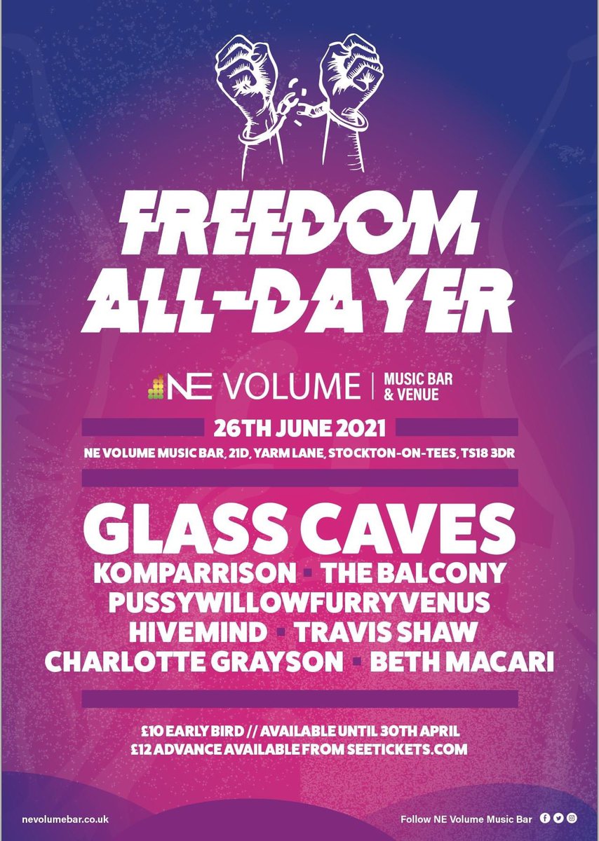The early bird prices end today! Join us for our first all-dayer, full-capacity gig. For tickets, search Freedom All-Dayer at seetickets.com