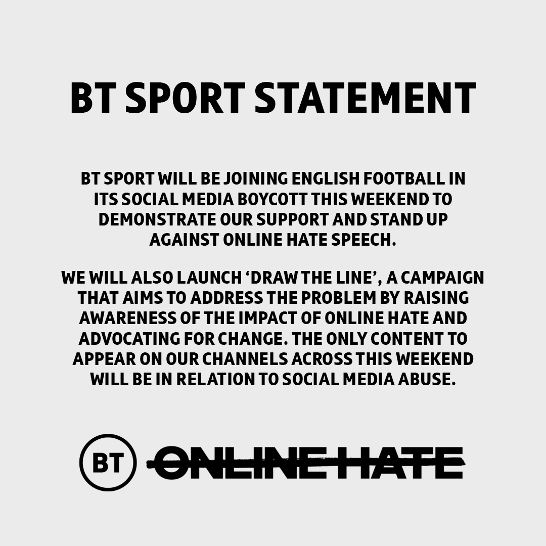 THREAD (9/11) This weekend we will be joining English football's social media boycott across our channels.The only content to appear will be in relation to  #DrawTheLine, highlighting the damage online abuse can have on those who receive it.