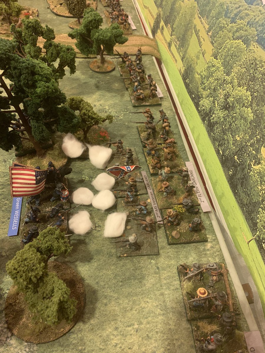  #ACW Seven Pines fight has started. Surprisingly the green 103rd Pennsylvania stopped three of Garland’s charging units and forced a firefight, thus alerting the rest of Casey’s division.