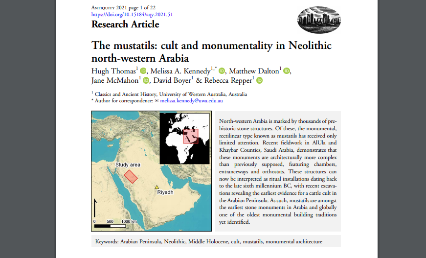 And/or you can grab their research paper  Thomas et al. 'The mustatils: cult and monumentality in Neolithic north-western Arabia'  https://doi.org/10.15184/aqy.2021.51 18/18