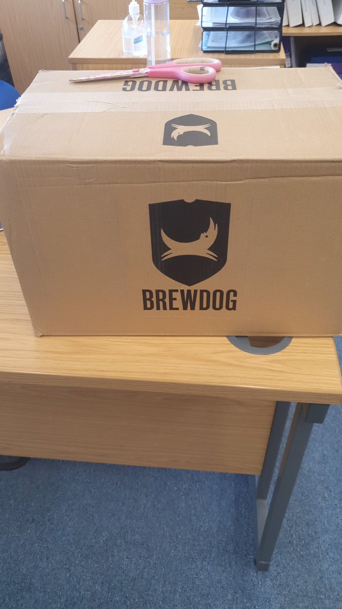 Joefellover's tweet photo. Having to explain away this birthday package that my brother @Ledgebeats lovingly sent to the Infant School that I work at. Looks like a very happy birthday with @BrewDog is on the cards this weekend. https://t.co/7r5y72FFxV