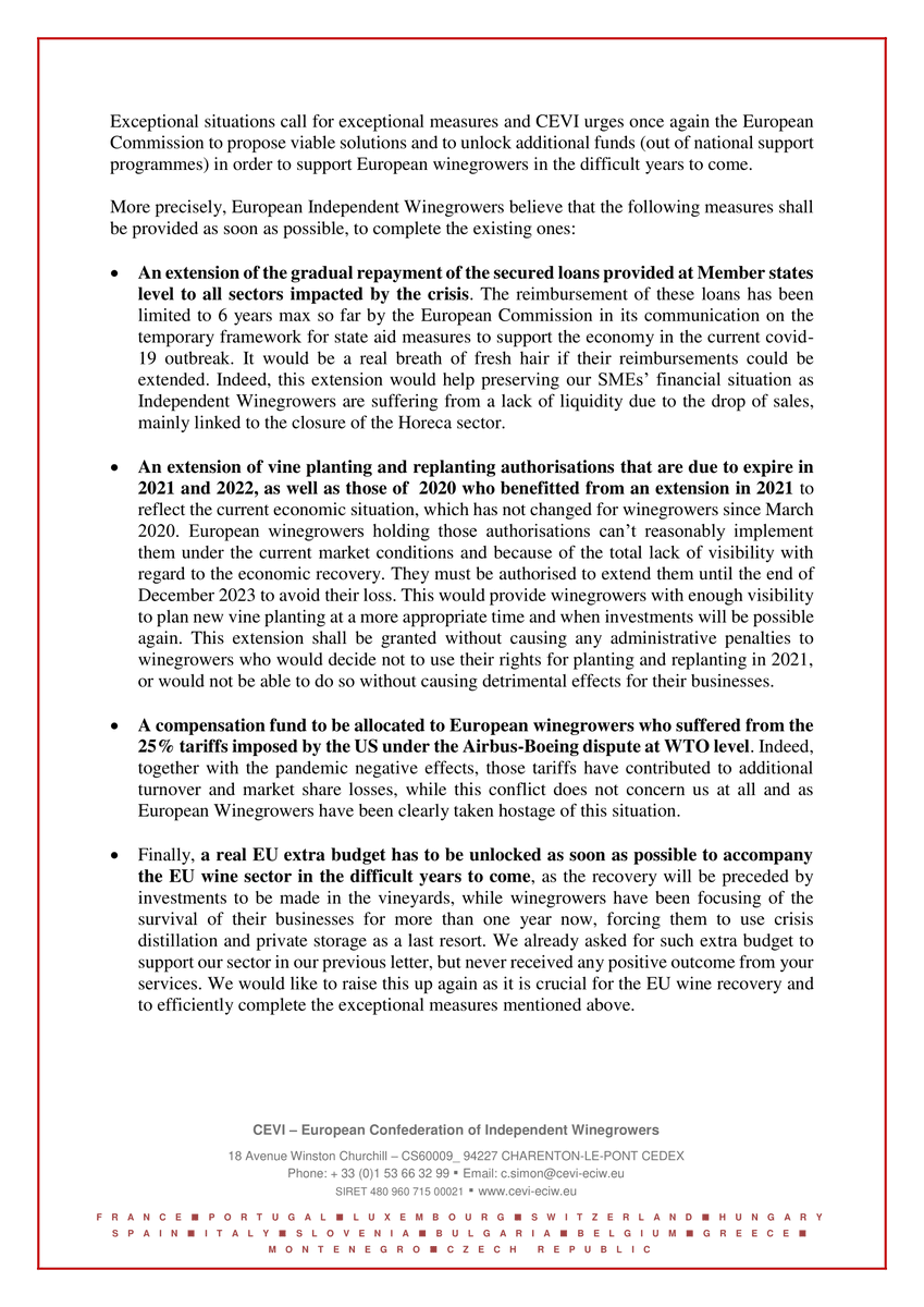 ceviwine's tweet photo. 1 year after the first measures provided by @EU_Commission to support #EUWine in the context of the #COVID19, CEVI reiterates its call for additional measures and real EU funds to help 🇪🇺 winegrowers overcome the crisis and allow restart of investments. 👉https://t.co/Fit0rwSrcJ https://t.co/8EHswSZRnS
