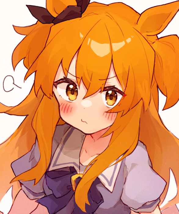 mayano top gun (umamusume) 1girl solo animal ears horse ears long hair orange hair tracen school uniform  illustration images