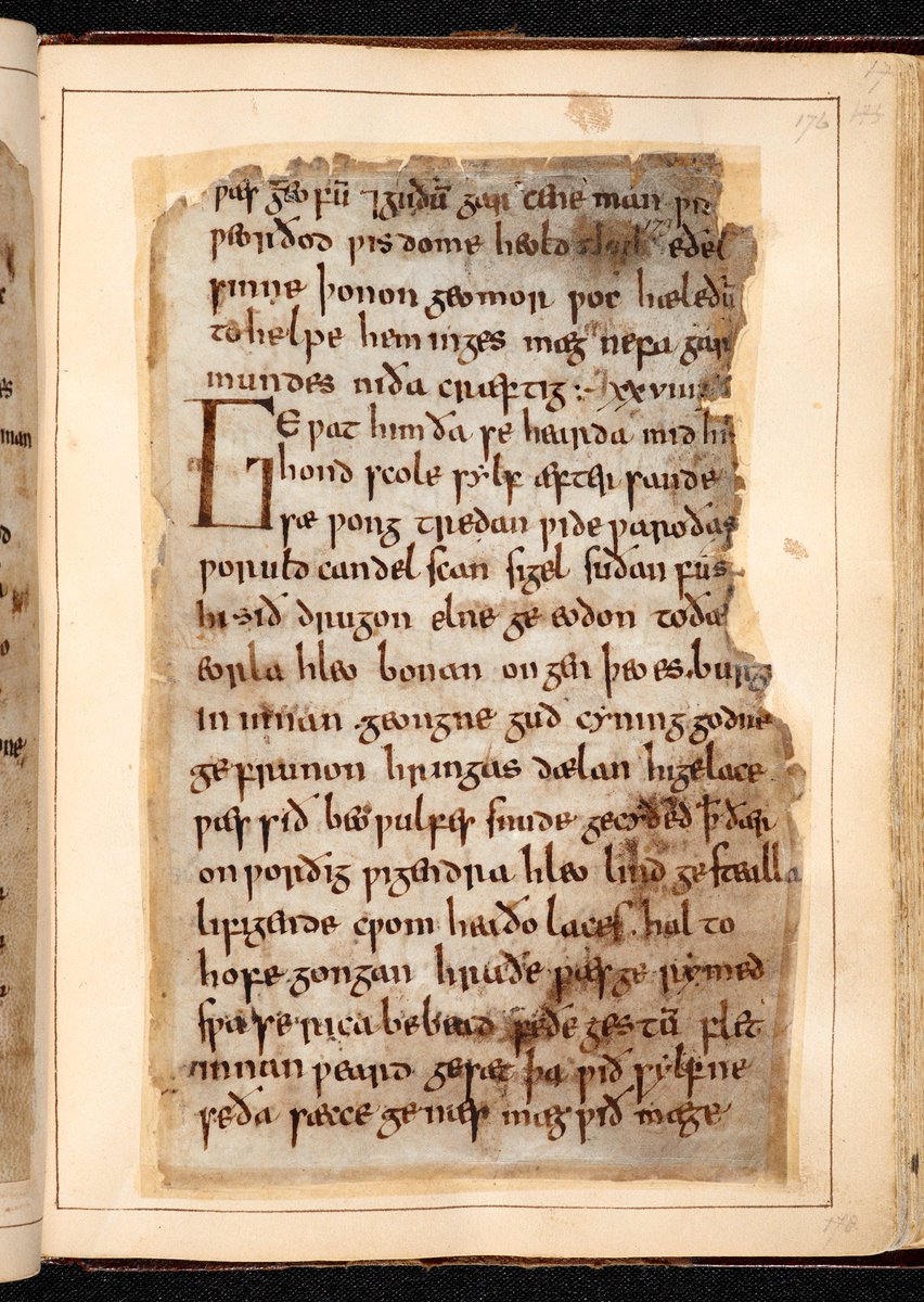 A thread for  #NationalPoetryMonth, showcasing items from the  @britishlibrary collections.Starting with Beowulf! The longest epic poem in Old English survives in a single manuscript, made sometime around AD 1000. We have a soft spot for Grendel's Mother! https://www.bl.uk/collection-items/beowulf