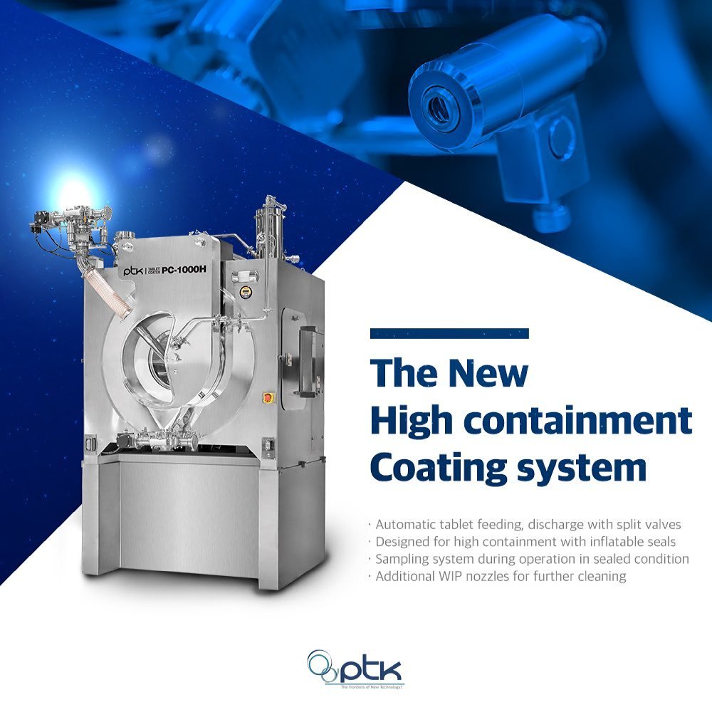 tabletting's tweet photo. PTK - High Containment Tablet Coating System. - PC-1000H. 

Air tight tablet flow system from inlet, coating, and outlet with options of inlet flow from IBC lifter. 

Fully automated Wash In Place System.
https://t.co/IG2W2QpIhG https://t.co/pGfMO5yxdK